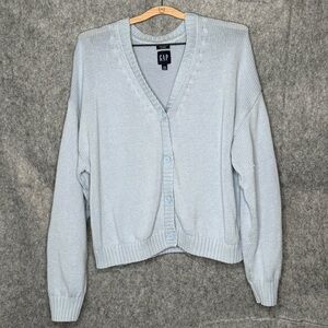 GAP Women's Ice‎ Blue Linen Cotton Blend Button Front Cardigan-Sz XXL